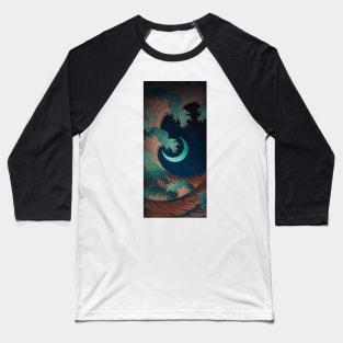 Japanese giant wave goes over the moon Baseball T-Shirt